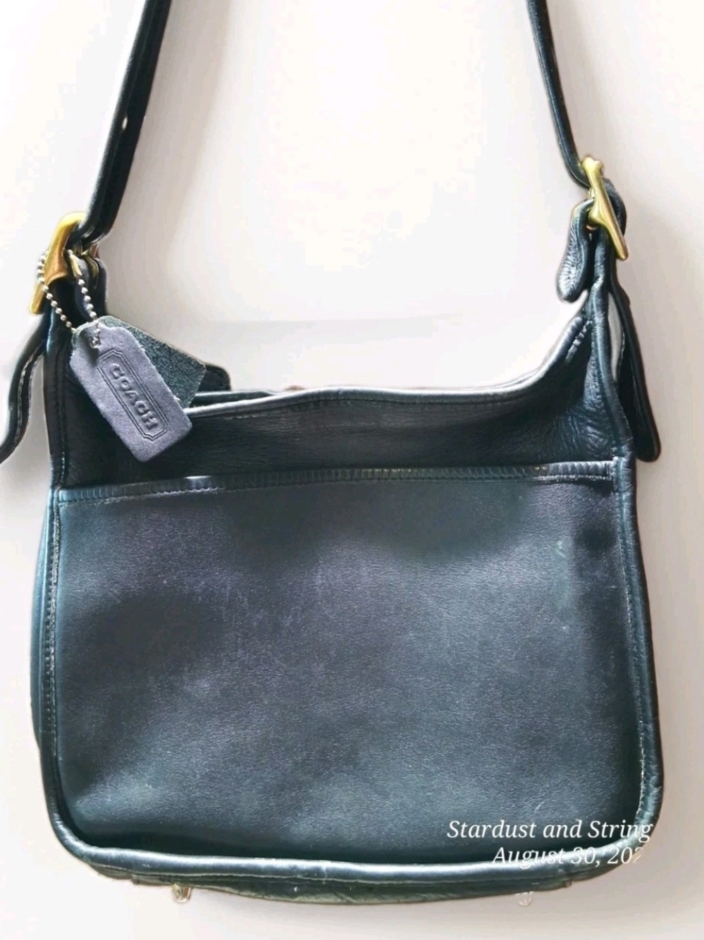 👜 Vintage Coach Legacy Zip Black Leather Shoulder Bag 9966